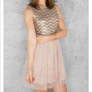 Francesca’s NWT gold sequin cocktail dress